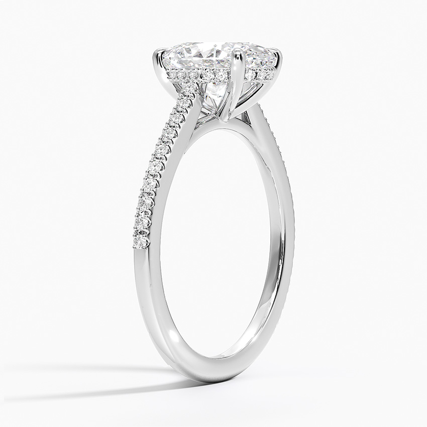 French Pave Oval Moissanite Engagement Ring 2.0 ct-VOOGME