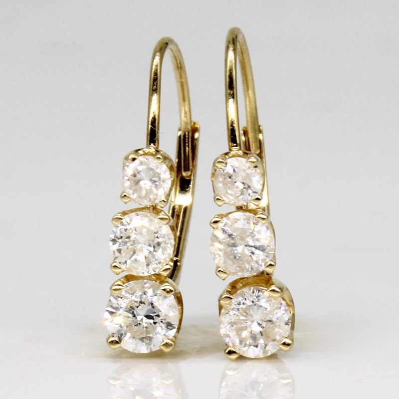 Asa Three-Stone Leverback Moissanite Earrings-VOOGME