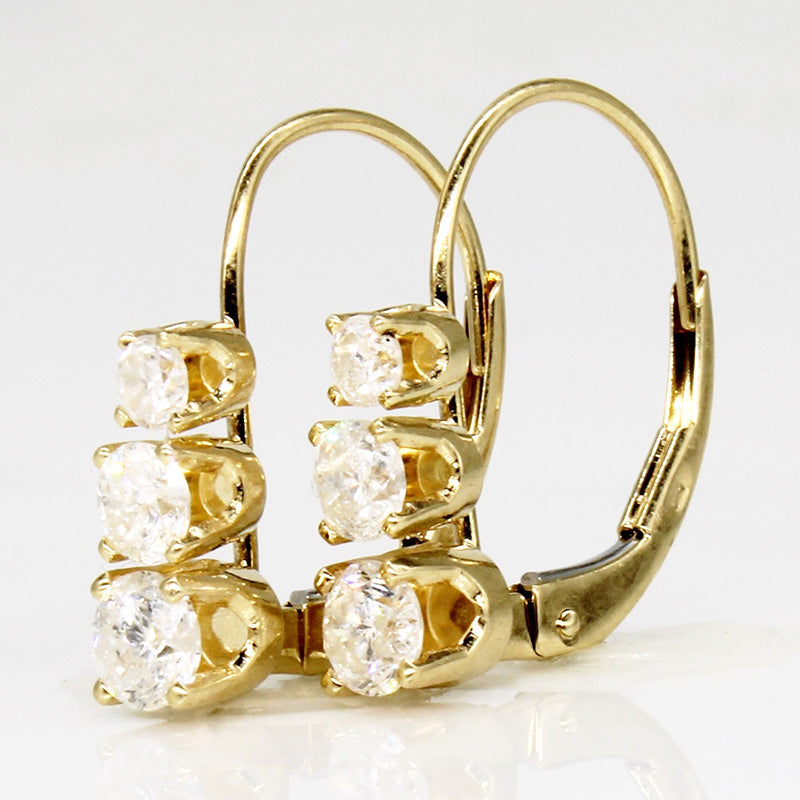 Asa Three-Stone Leverback Moissanite Earrings-VOOGME