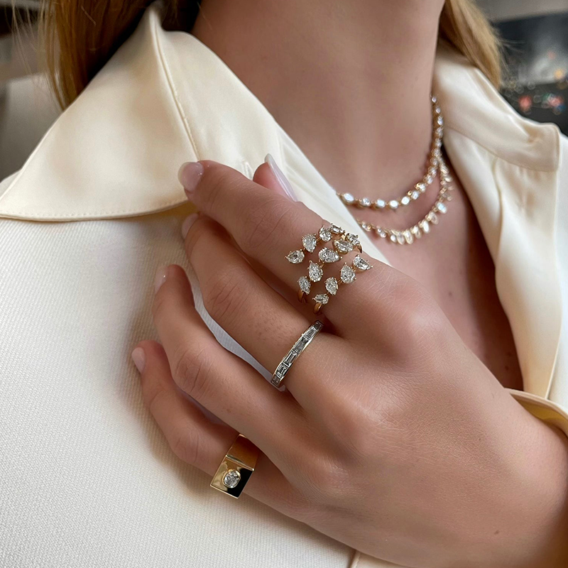 Pear Moissanite Spiral Ring Band-VOOGME