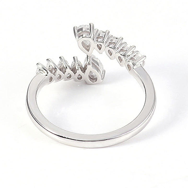 Pear Moissanite Wrap Ring Band-VOOGME