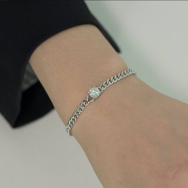 Plain Cuba Moissanite Bracelet-VOOGME