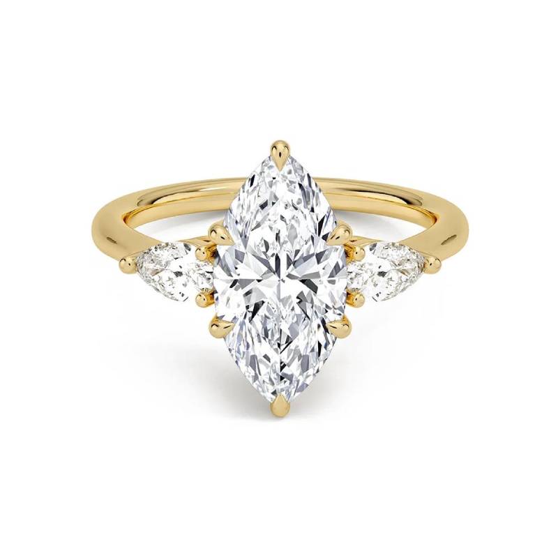 Opera Three-Stone Marquise Moissanite Ring