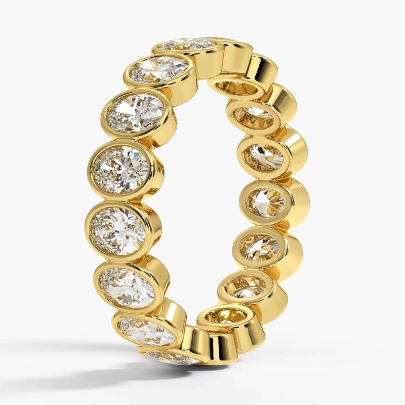 Bezel Oval Moissanite Wedding Band