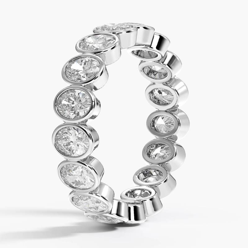 Bezel Oval Moissanite Wedding Band