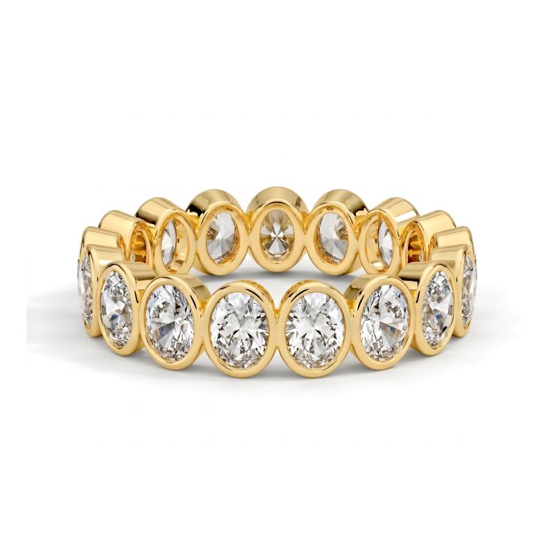 Bezel Oval Moissanite Wedding Band