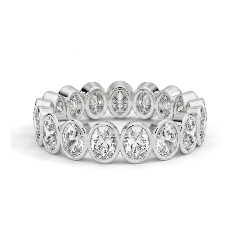 Bezel Oval Moissanite Wedding Band