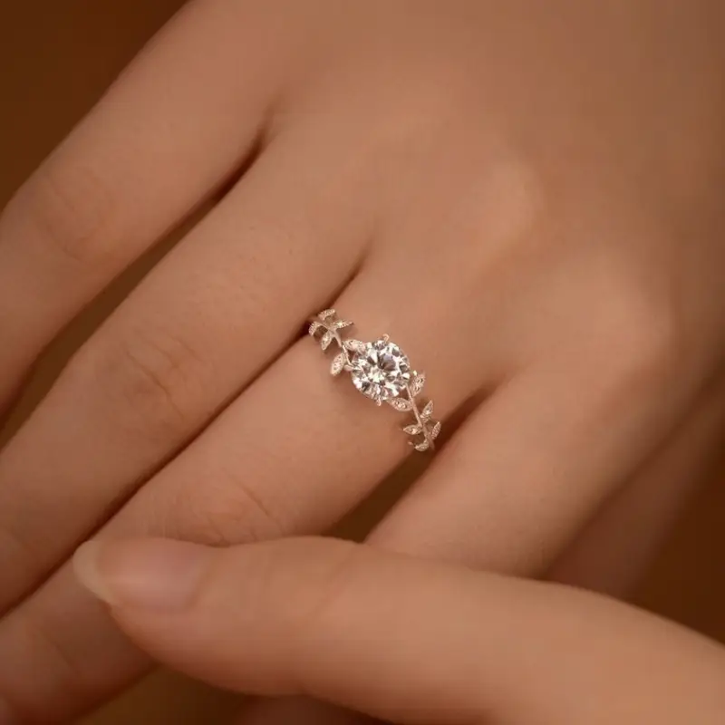 Rose Vine Moissanite Ring