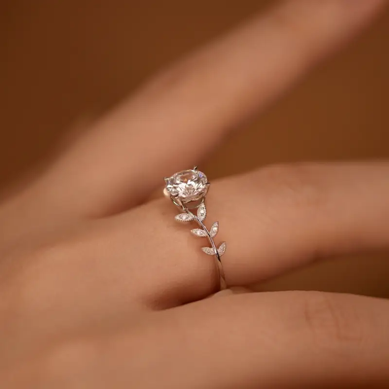 Rose Vine Moissanite Ring