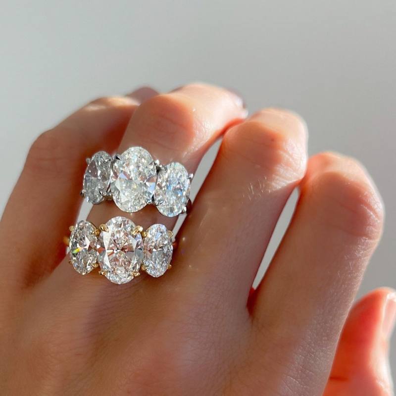 4CT Three-Stone Oval Moissanite Ring