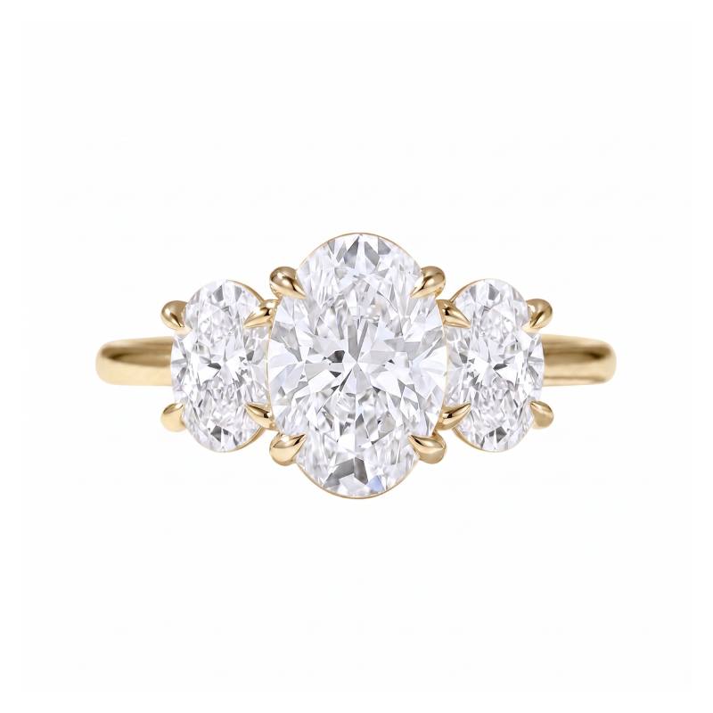 4CT Three-Stone Oval Moissanite Ring