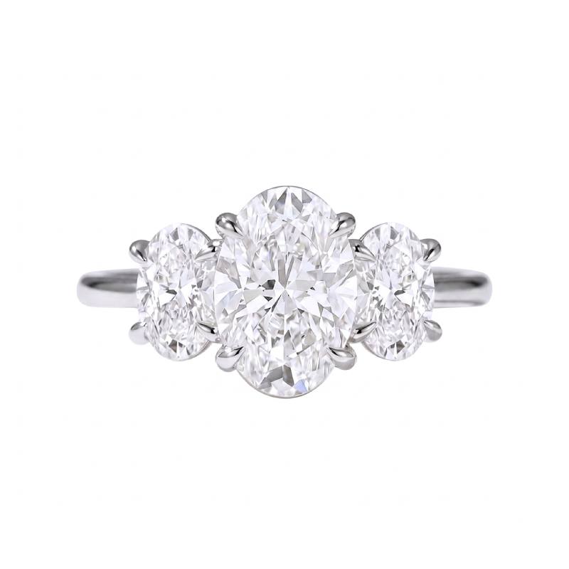 4CT Three-Stone Oval Moissanite Ring