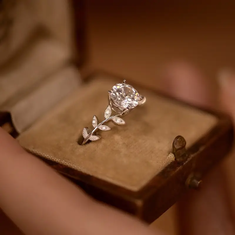 Rose Vine Moissanite Ring