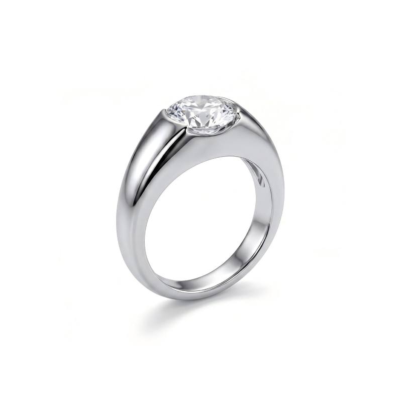 Bezel Round Moissanite Engagement Ring