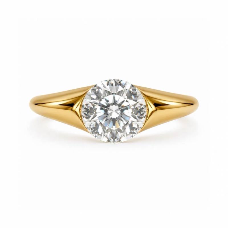 Bezel Round Moissanite Engagement Ring