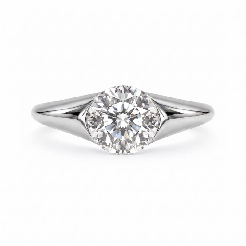Bezel Round Moissanite Engagement Ring