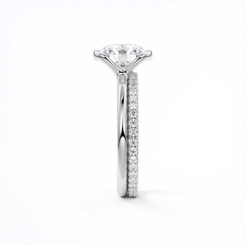 Flush Stacking Half Bezel Moissanite Engagement Ring 1.0 ct