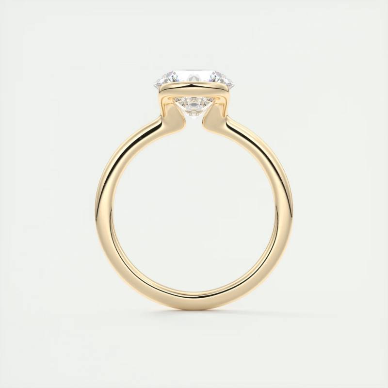 Flush Stacking Half Bezel Moissanite Engagement Ring 1.0 ct