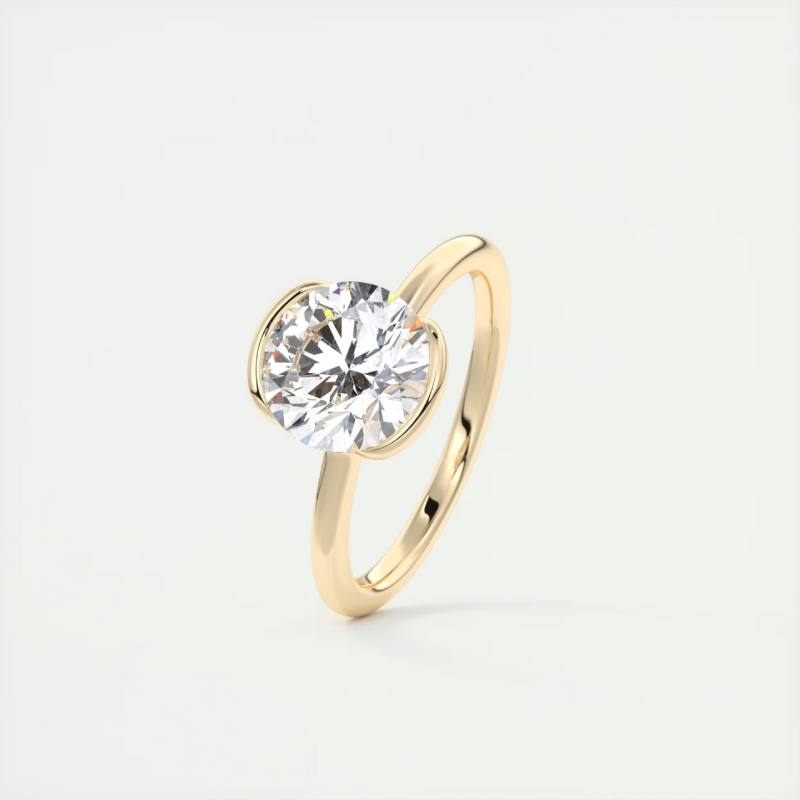 Flush Stacking Half Bezel Moissanite Engagement Ring 1.0 ct