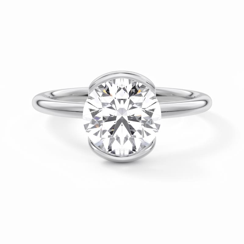 Flush Stacking Half Bezel Moissanite Engagement Ring 1.0 ct