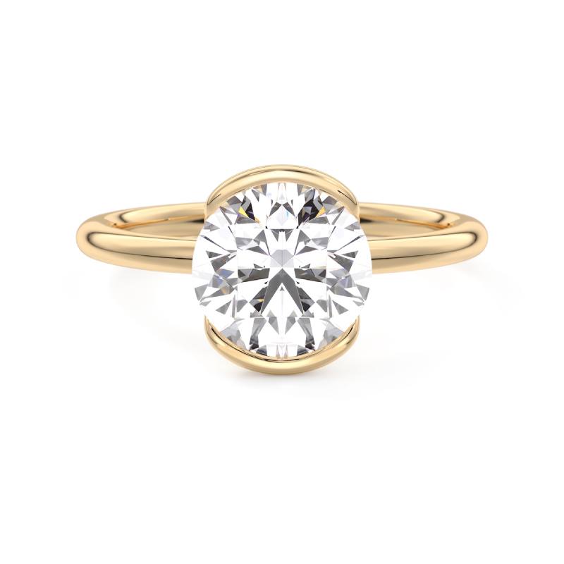 Flush Stacking Half Bezel Moissanite Engagement Ring 1.0 ct