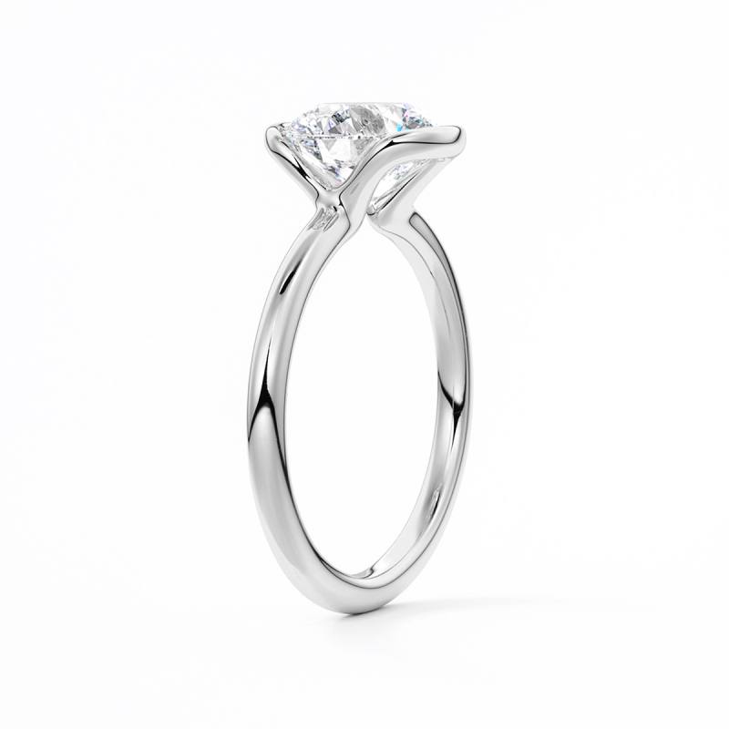 Flush Stacking Half Bezel Moissanite Engagement Ring 1.0 ct