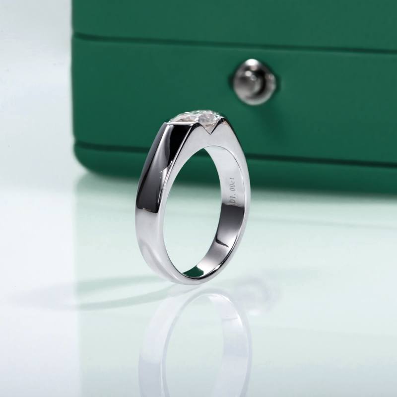 Half Bezel Marquise Moissanite Ring