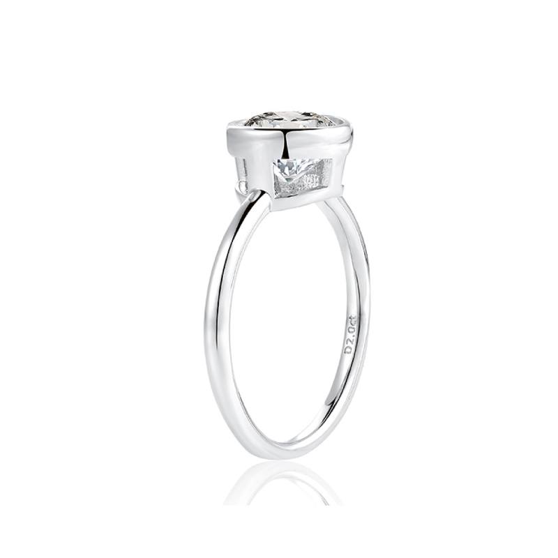 Bezel Setting Moissanite Engagement Ring 2.0 ct
