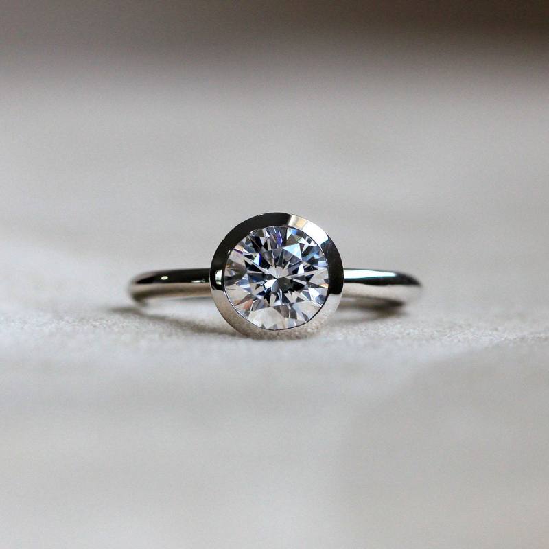 Bezel Setting Moissanite Engagement Ring 2.0 ct