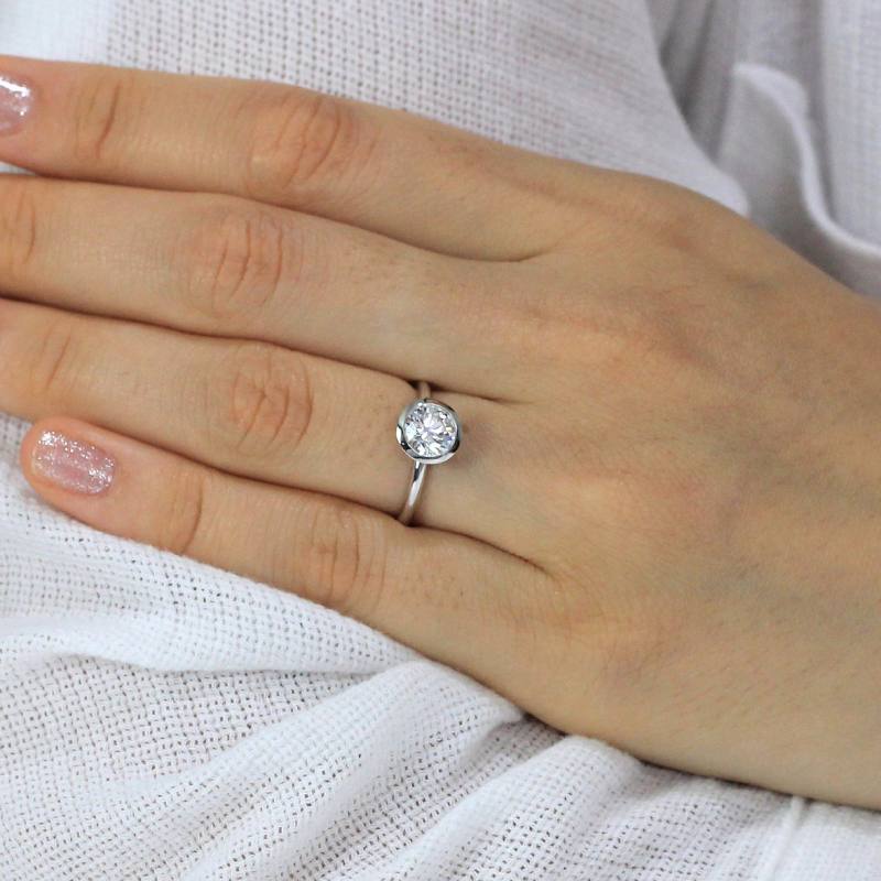 Bezel Setting Moissanite Engagement Ring 2.0 ct