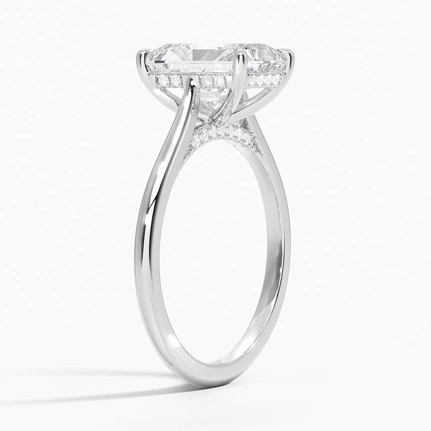 Cathedral Hidden Halo Moissanite Engagement Ring-VOOGME