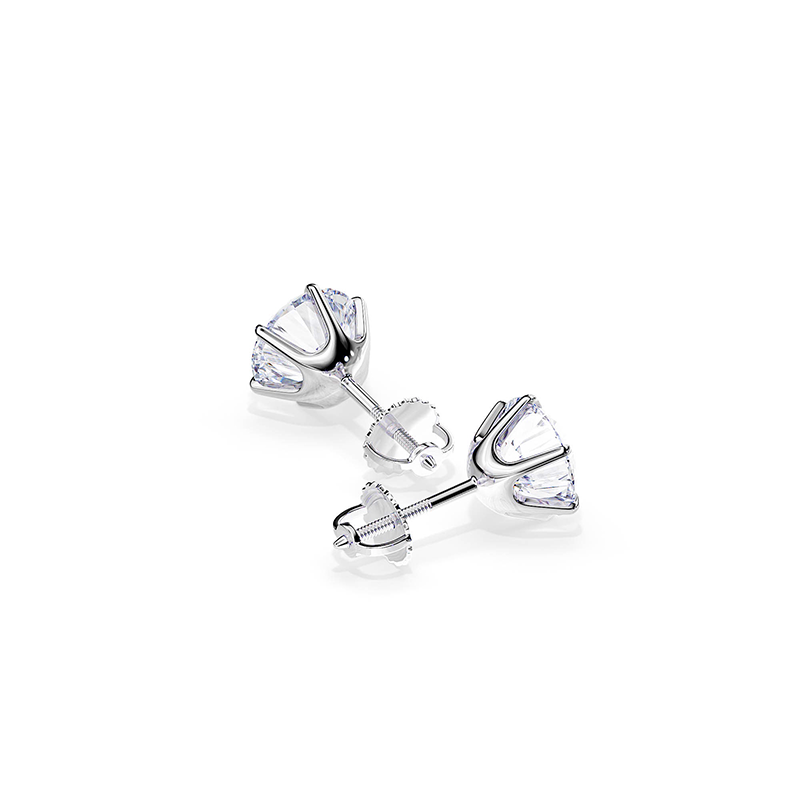 Six Prong Screw Back Moissanite Earrings-VOOGME