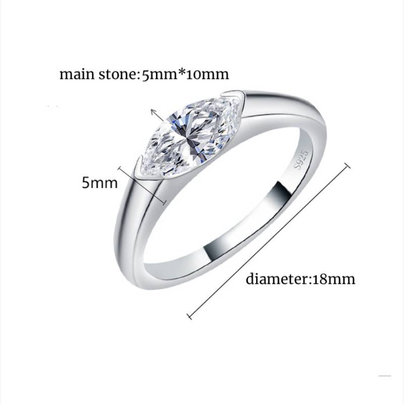 Half Bezel Marquise Moissanite Ring