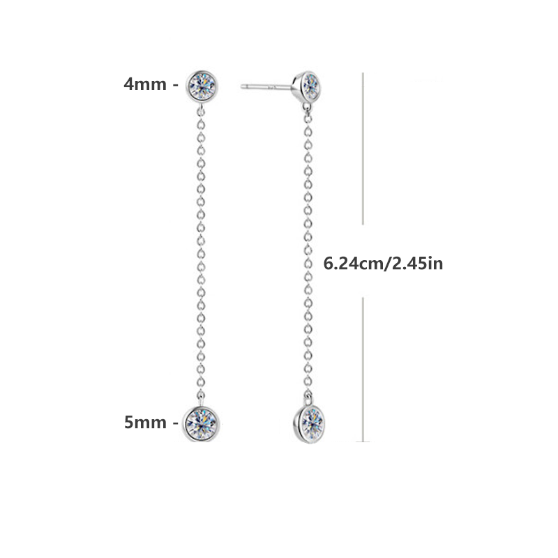 Bezel Setting Moissanite Drop Earrings-VOOGME
