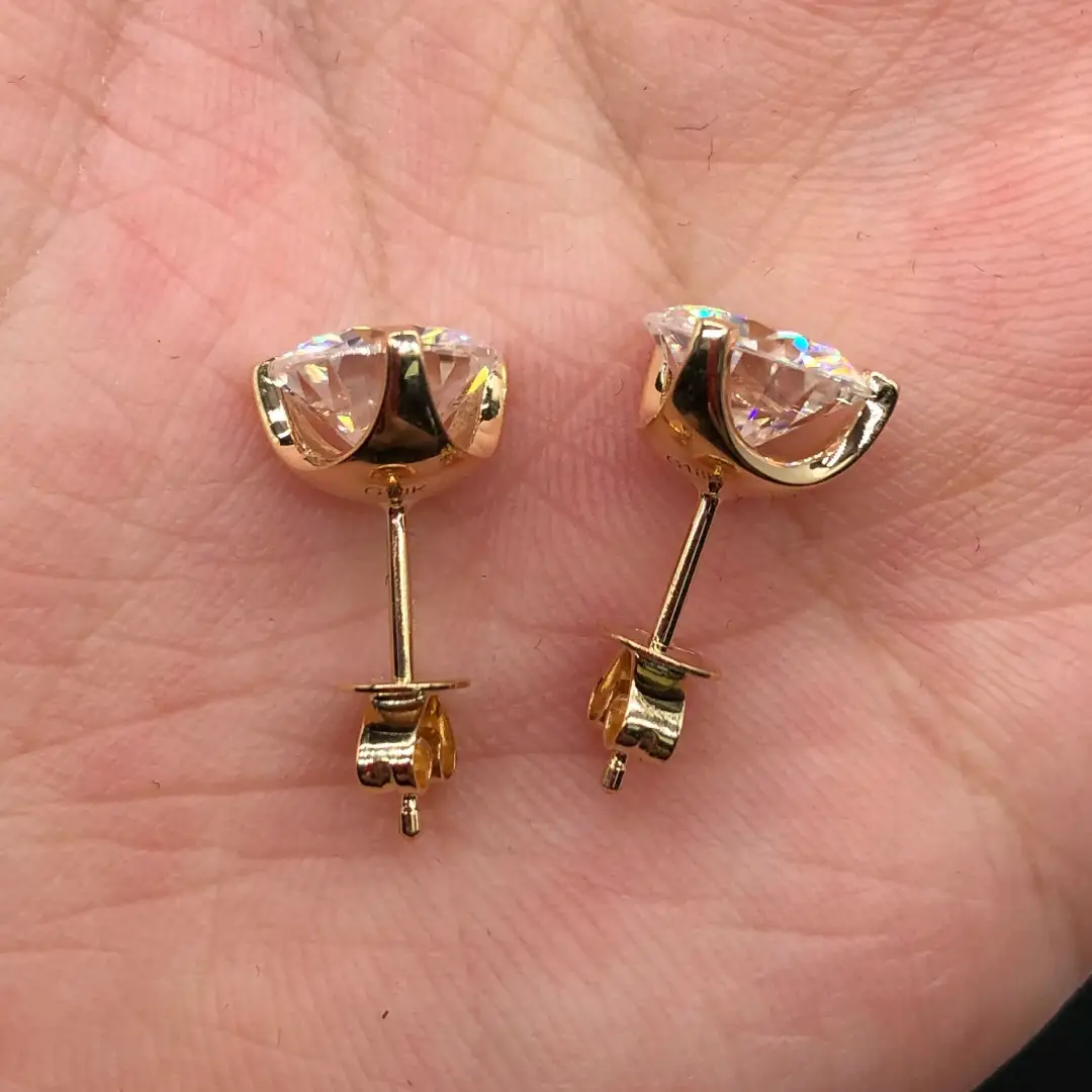 Classic Three-Prong Moissanite Stud Earrings