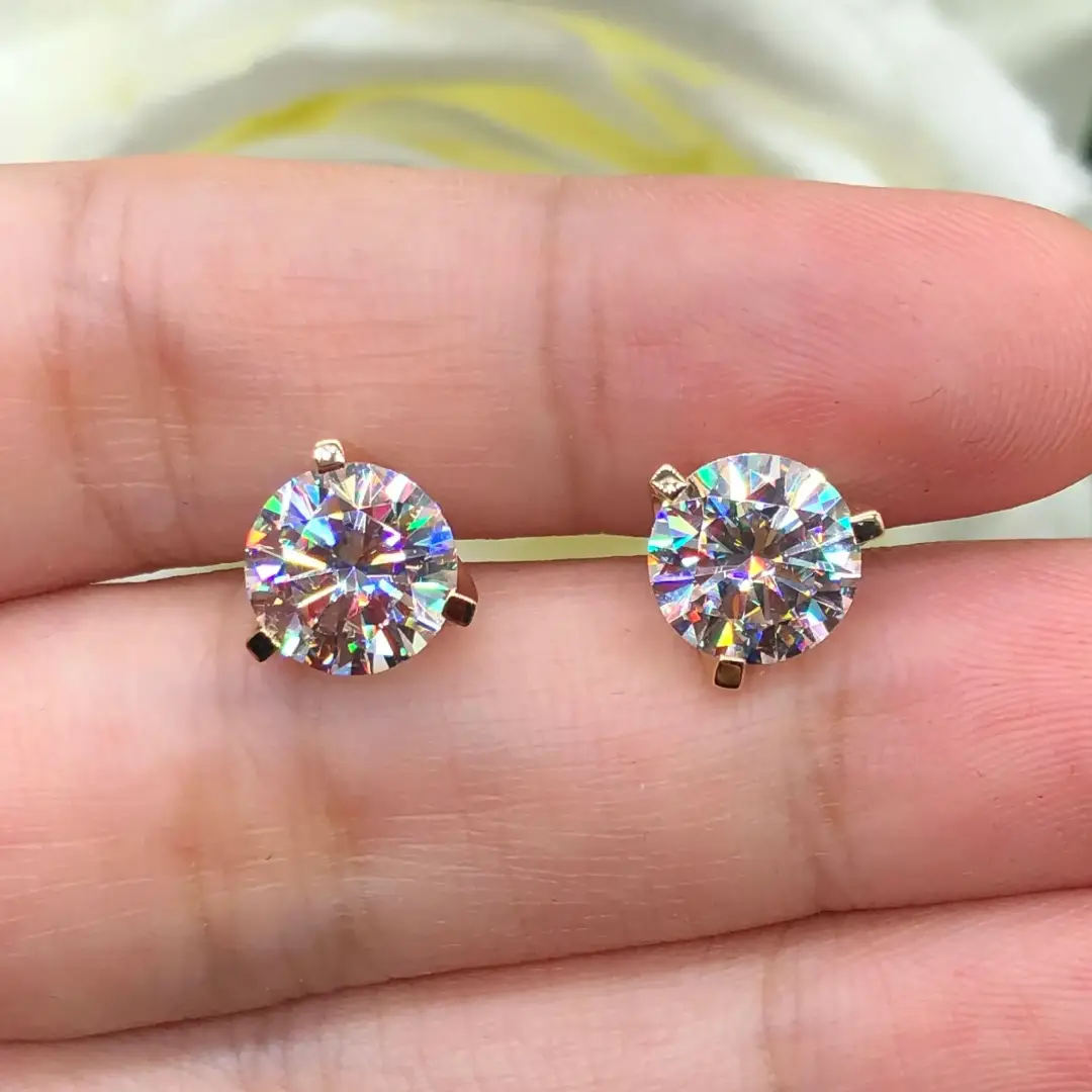 Classic Three-Prong Moissanite Stud Earrings