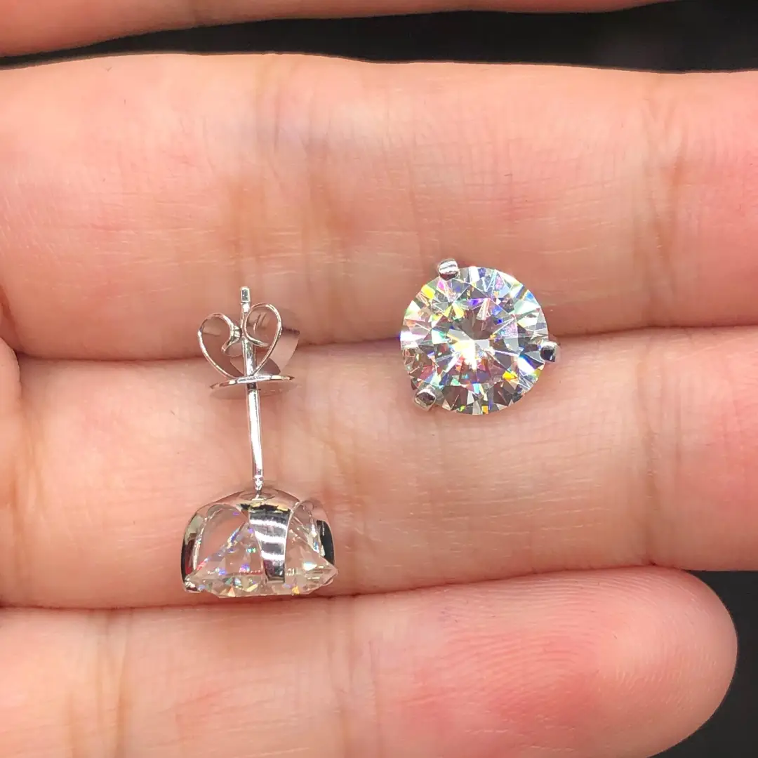 Classic Three-Prong Moissanite Stud Earrings