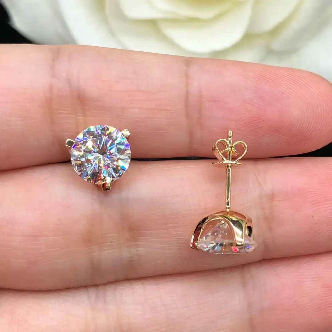 Classic Three-Prong Moissanite Stud Earrings