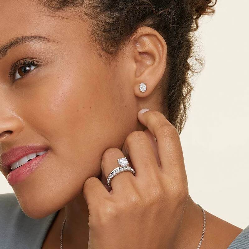 Classic Oval Moissanite Stud Earrings
