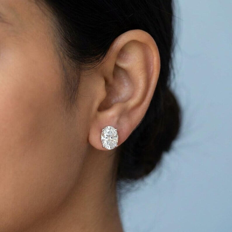 Classic Oval Moissanite Stud Earrings