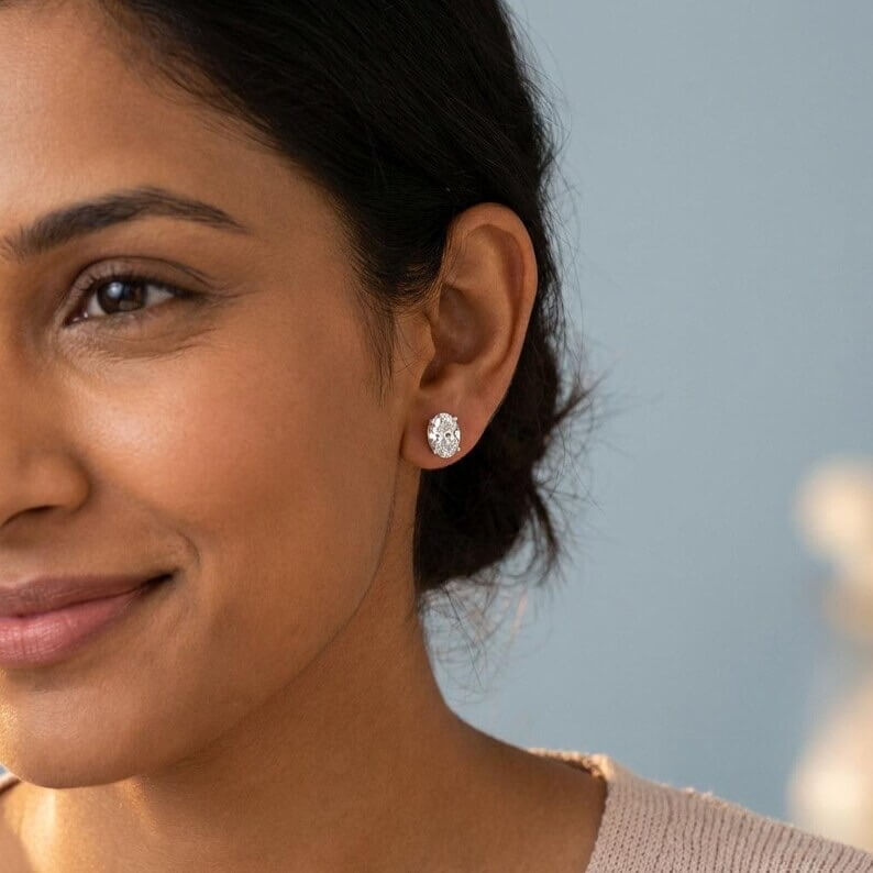 Classic Oval Moissanite Stud Earrings