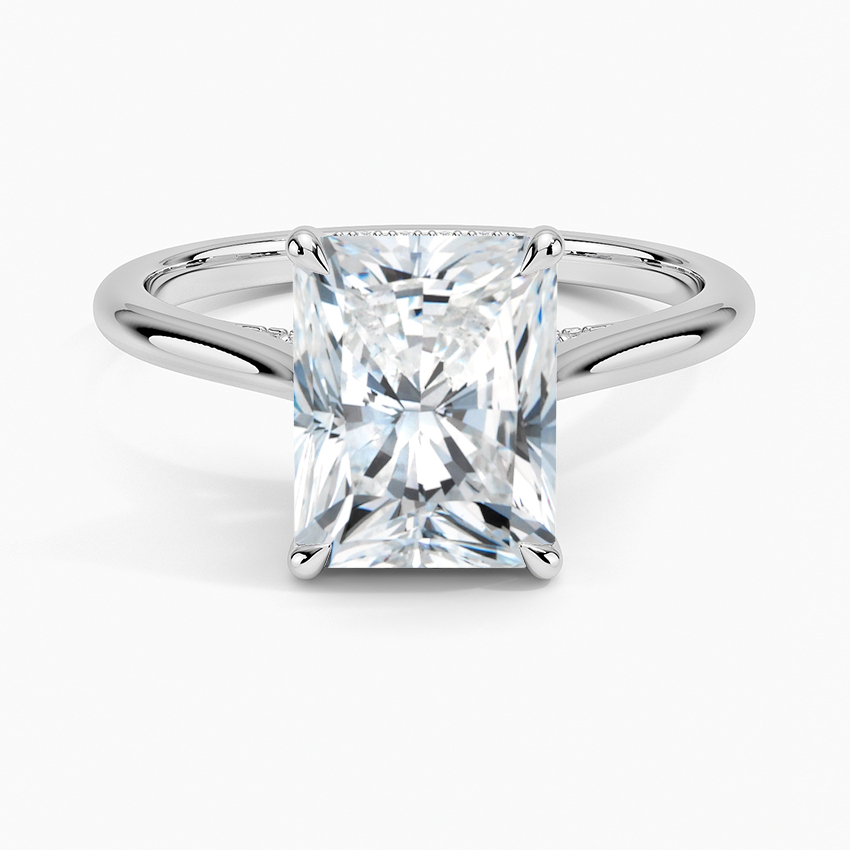 Cathedral Hidden Halo Moissanite Engagement Ring-VOOGME