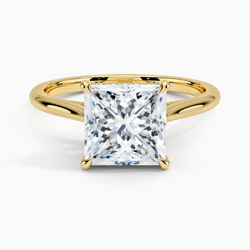 Cathedral Hidden Halo Moissanite Engagement Ring-VOOGME