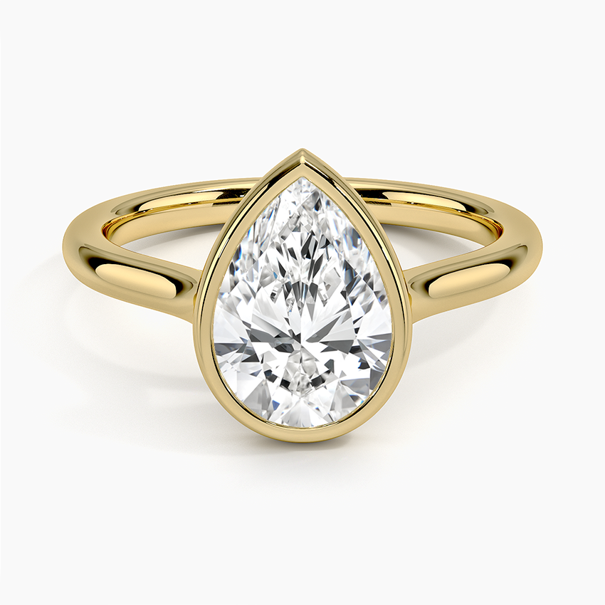 Solitaire Bezel Moissanite Engagement Ring-VOOGME
