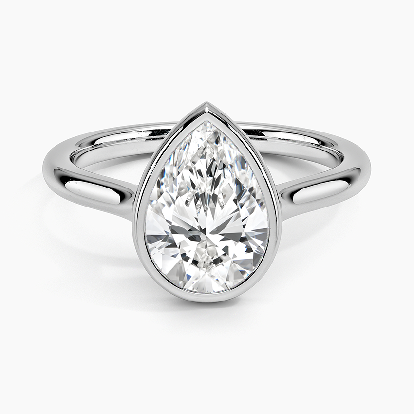 Solitaire Bezel Moissanite Engagement Ring-VOOGME