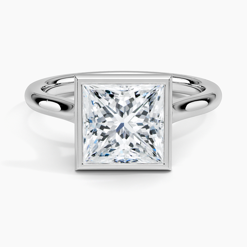 Solitaire Bezel Moissanite Engagement Ring-VOOGME