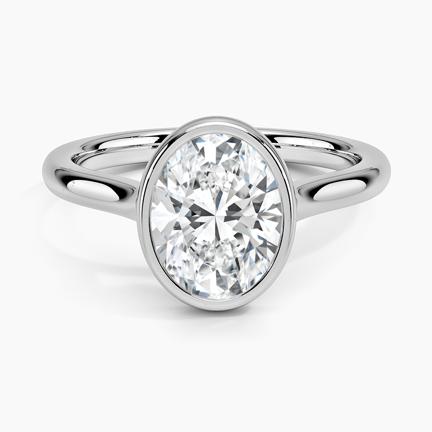 Solitaire Bezel Moissanite Engagement Ring-VOOGME