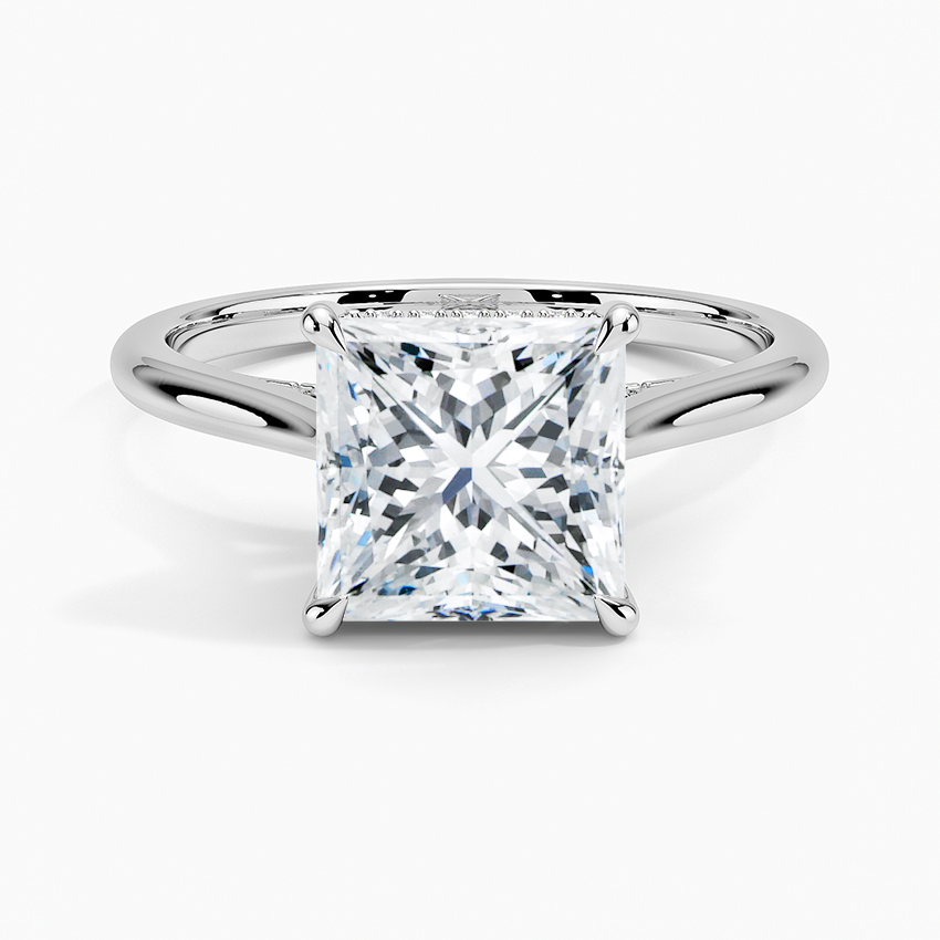 Cathedral Hidden Halo Moissanite Engagement Ring-VOOGME