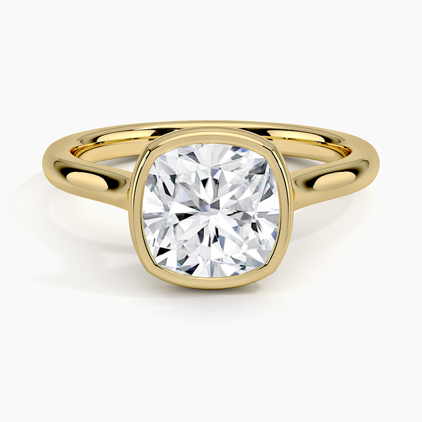 Solitaire Bezel Moissanite Engagement Ring-VOOGME
