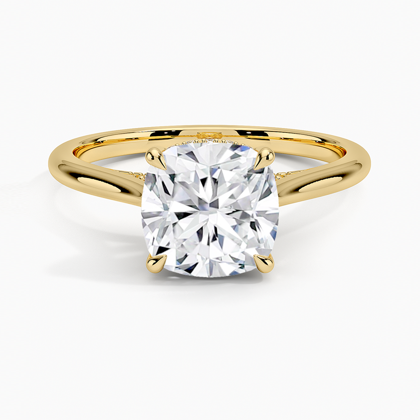 Cathedral Hidden Halo Moissanite Engagement Ring-VOOGME